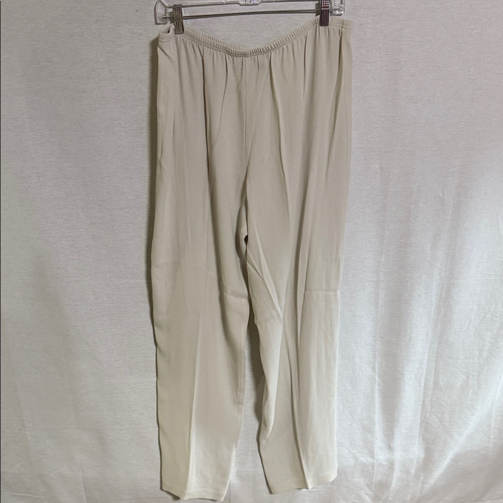 Eileen Fisher Cream Silk Straight Leg Unlined Pants Large
